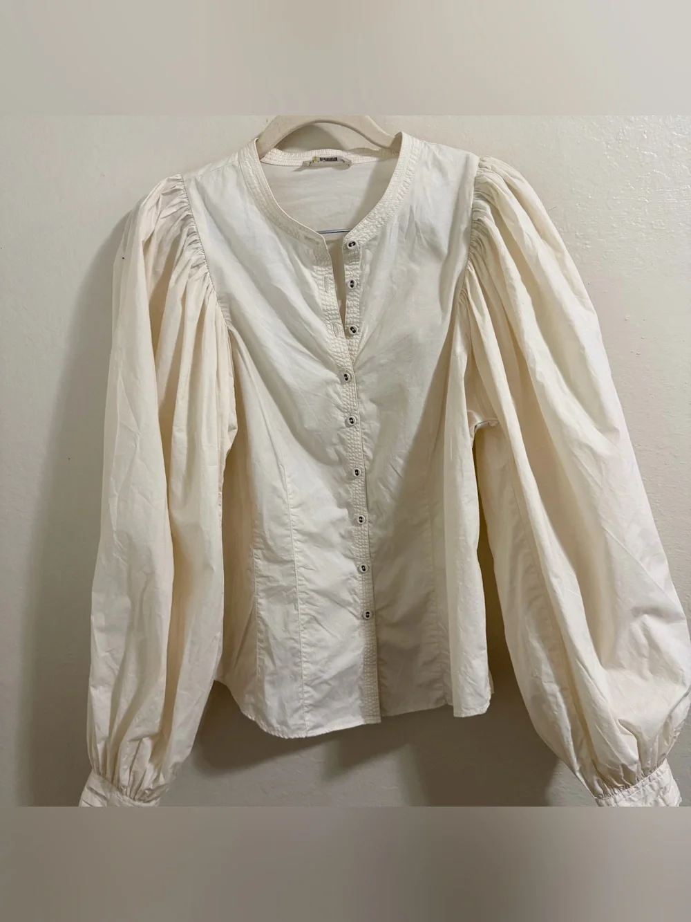 Ulla Johnson Ivory Puff Sleeve Cotton Blouse Size 2 Romantic Boho Top